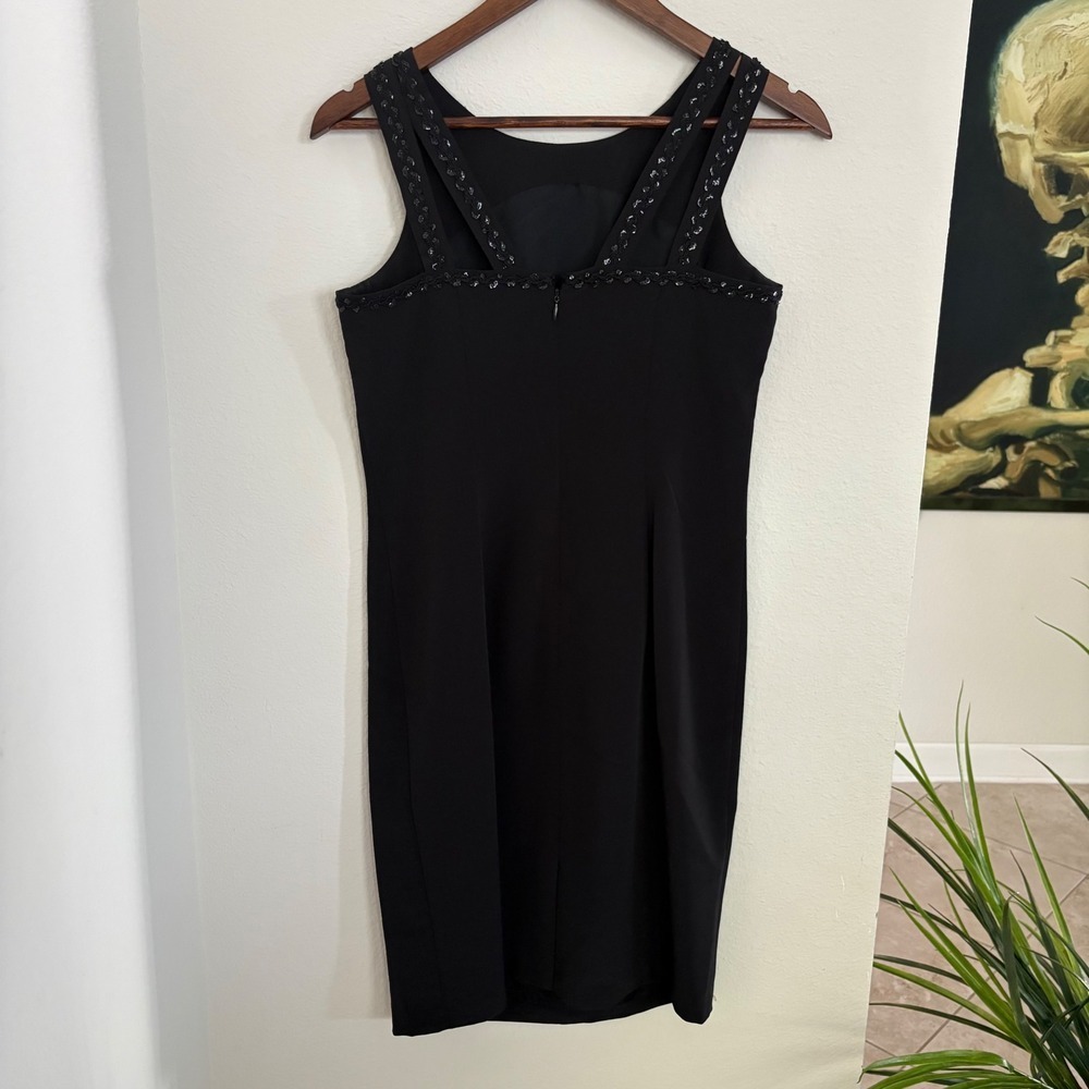 Studio by Pat Argenti Black Beaded Neckline Sleeveless Sheath Dress Size 6 - Picture 2 of 5